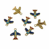 Metal Enamel Charms (5 Pieces) Aero Plane Flight 20x13x3 MM Multicolor Alloy Pendants For Jewellery Making Decoration Crafts